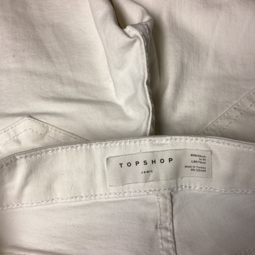 Top shop Jamie jeans SZ 26W x30L white distressed skinny straight legs t… - Picture 7 of 11